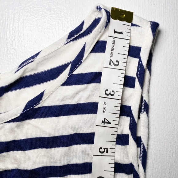 Everly Navy and White Striped Women's Tank Top with Tassels - Picture 11 of 12